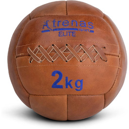 Медичний м'яч зі шкіри Trenas Elite 2 кг, оригінальний шкіряний м'яч для фітнесу та реабілітації