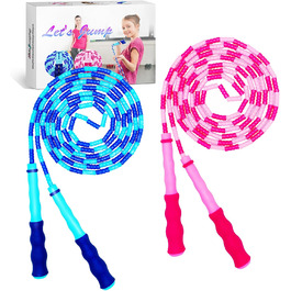 Дитяча скакалка з намистинами, м'яка, регульована, для фітнесу, тренувань та виховання, рожево-зелена (блакитно-рожева)