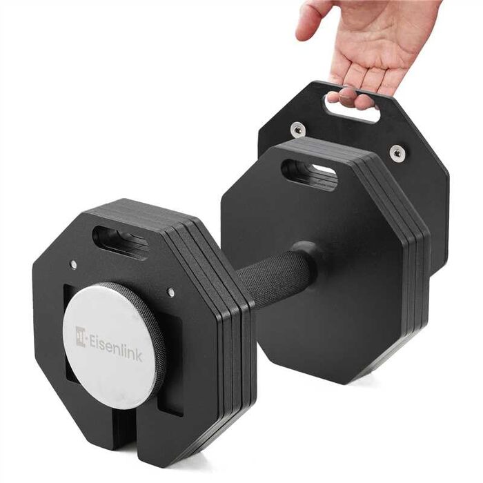 Гантель регульована восьмигранна Eisenlink 20-36 кг, сталева, з антиковзним грифом, для фітнесу вдома та в залі