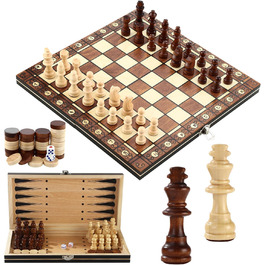 Набір для гри в шахи 3-в-1, дерев'яний, магнітний, 29 x 29 см. Шахи для дітей, для ігор, сімейних вечірок