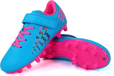 Дитячі футбольні бутси JABASIC для гри на твердих поверхнях, для хлопчиків та дівчаток (35 EU, блакитний/рожевий)