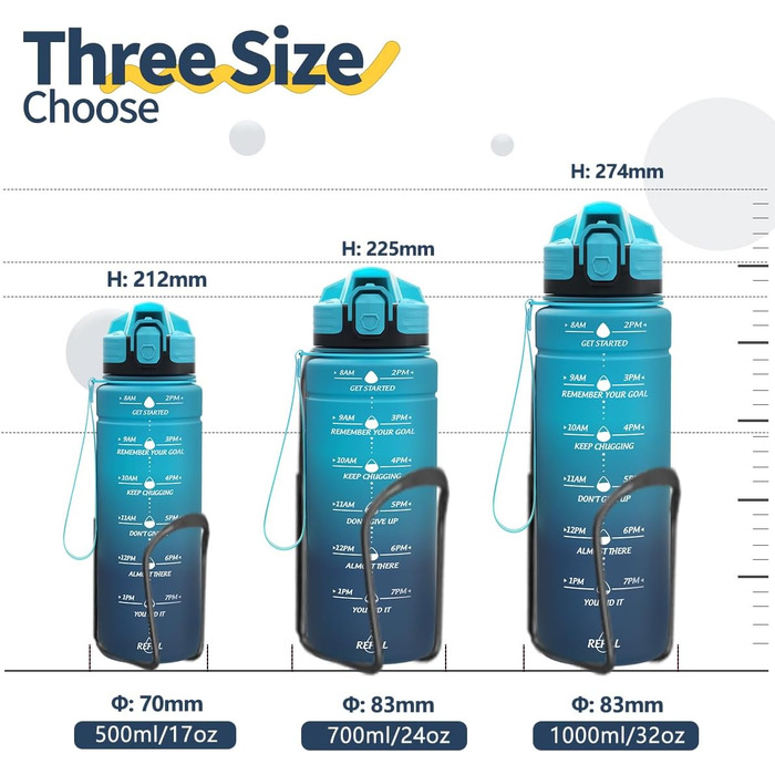 Дитяча спортивна пляшка для води Tritan 700 мл, 500 мл, 1 л, 1,5 л, 2 л. Без BPA, витримує протікання, з маркуванням часу. Для дівчаток та хлопчиків, в школу та спортзал.
