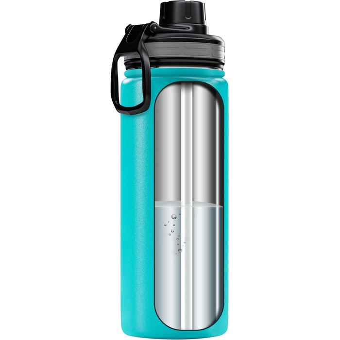 Термос пляшка Wessper 500 мл, нержавіюча сталь, герметична, BPA Free, 3 кришки, синя, для спорту, дітей і дорослих, кемпінг, велосипед, outdoor