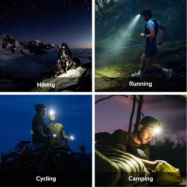 LED-ліхтар на голову RB655, 300 люмен, 7 режимів, акумулятор, USB-зарядка, червоне світло, сенсор, IPX4, водонепроникний, для кемпінгу та піших прогулянок