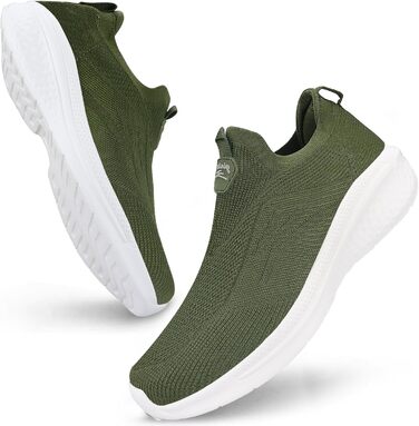 Чоловічі кросівки без шнурівків Slip-on, сітка, дихаючі, легкі, для бігу та повсякденного носіння, розмір 46 EU, зелені