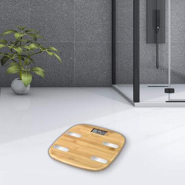 Ваги для вимірювання жиру LITTLE BALANCE 8359 Bambou Connect-4, USB, до 150 кг, без батарейок, з підключенням, бамбук
