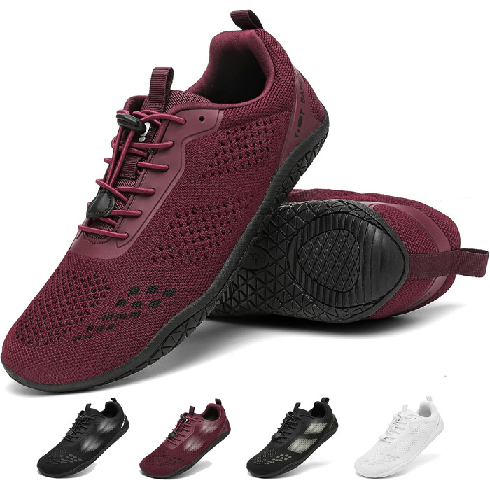 Босижні кросівки Geweo для жінок та чоловіків: зручні, широка передня частина, легкі, для фітнесу, кросфіту, силових тренувань, без підйому, для хайкінгу, унісекс, 37-47EU, бордовий, 45 EU, широкі