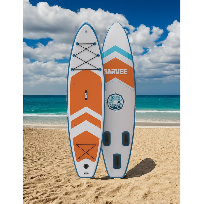 Надувне SUP дошка Stand Up Paddle Board 10.6ft з аксесуарами, антиковзаюче EVA покриття, легка сумка, насос, для підлітків та дорослих (Sunset Chevron)