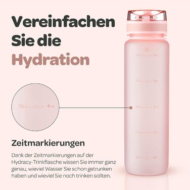 Пляшка для води Hydracy 1 л з фруктовим вставкою, BPA-free, з мітками часу, герметична спортивна пляшка без конденсату для спорту та активного відпочинку