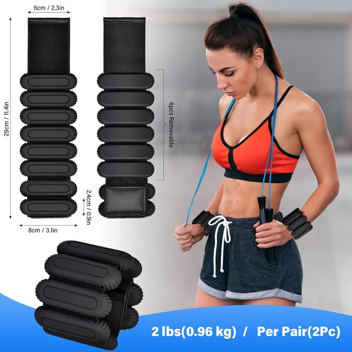 Набір манжет для зап'ястя 2 шт. чорного кольору, 2 * 480г, регульовані вантажні манжети для фітнесу, йоги, аеробіки та силових тренувань