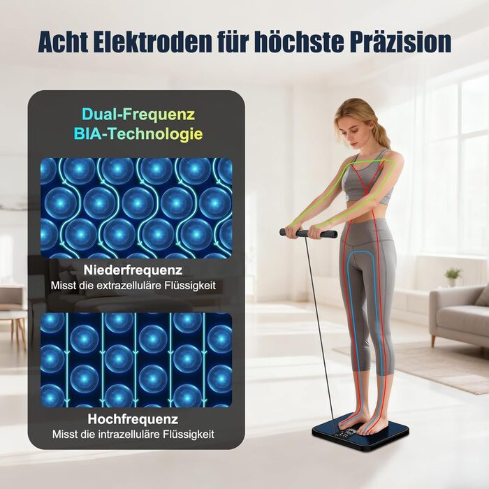 Ваги підлогові SEAWOWpro цифрові з 8 електродами: аналізатор складу тіла (18 показників), до 180 кг