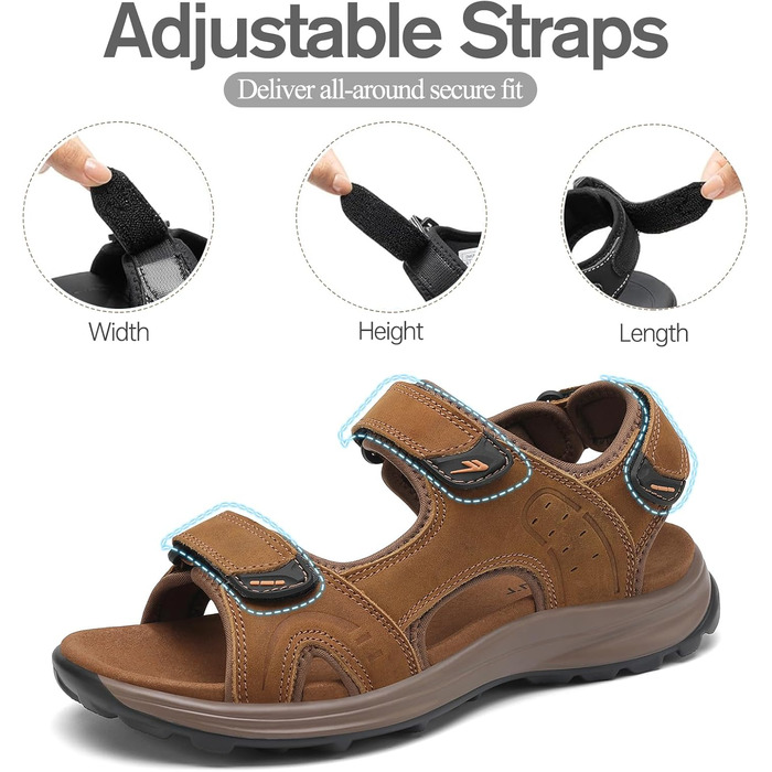 Чоловічі сандалі FLARUT для туризму та відпочинку на природі. Зручні сандалі з натуральної шкіри для літа. Розмір 40 EU, Колір: Коричневий