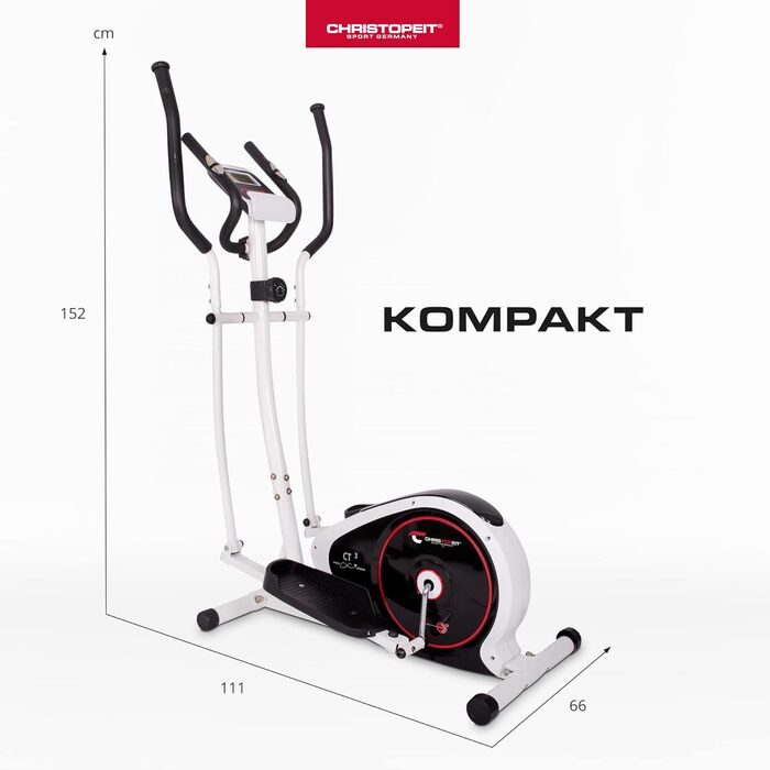 Еліптичний тренажер Christopeit Crosstrainer CT 3 для дому - тихий, з 8 рівнями опору, датчиками пульсу та LCD-дисплеєм