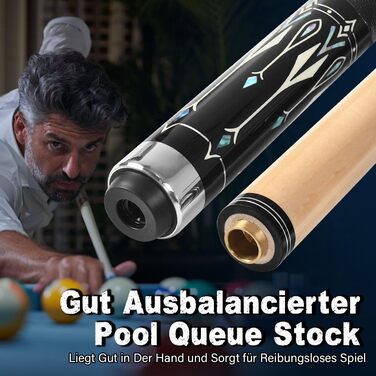 Більярдний кий Pool Queue, 58 дюймів, канадський клен, професійний, синьо-білий