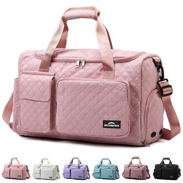 Спортивна сумка для жінок та чоловіків з відділеннями для взуття та мокрих речей, водонепроникна сумка для подорожей, йоги, залу та басейну (Рожева)