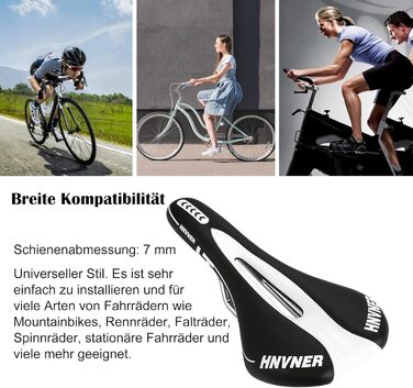 Комфортне сідло для велосипеда: ергономічне сідло Hohl для міських велосипедів, шосе, MTB (M, чорний/білий)