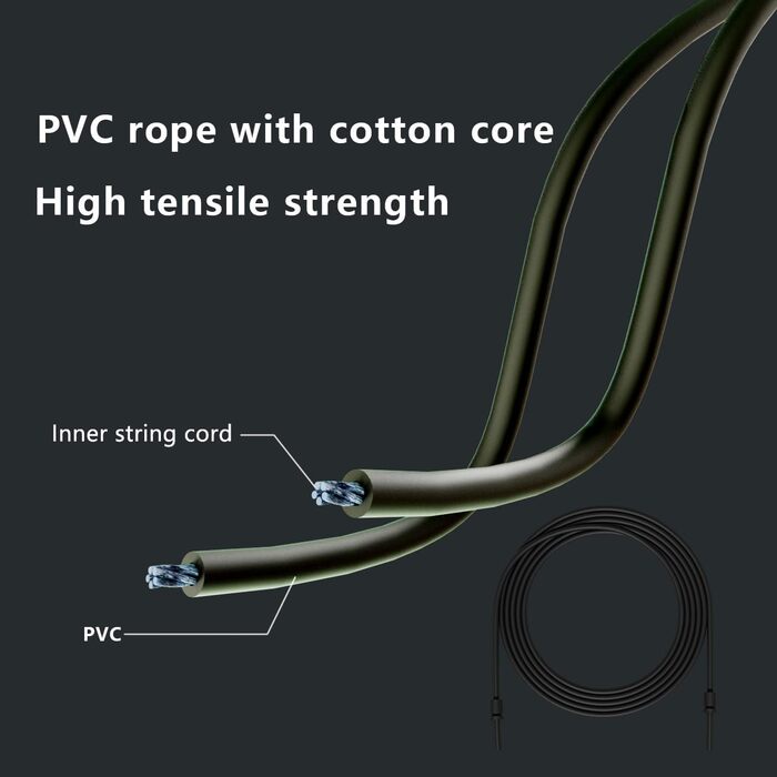 Стрибкове канат Springseil: 300 см, ПВХ-канат з бавовняним ядром, ергономічні ручки, регульована довжина, чорний