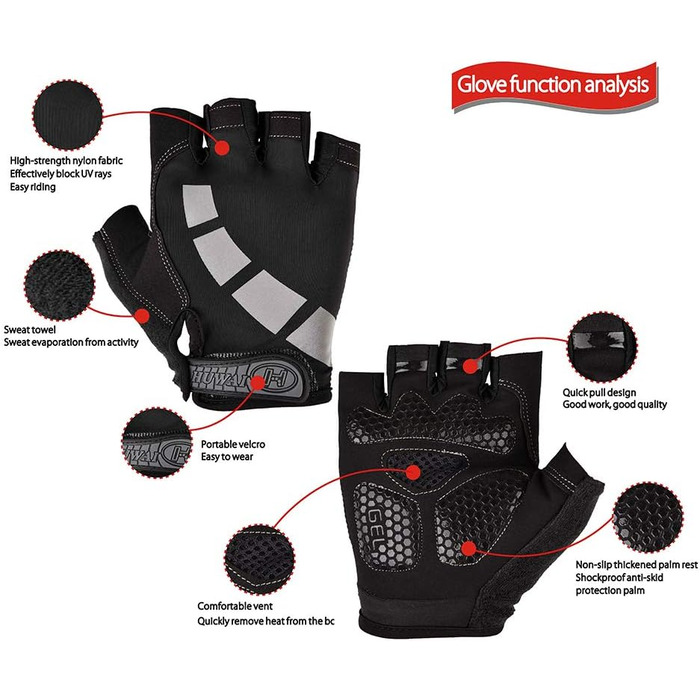 Рукавички для велосипеда чоловічі/жіночі літні, для гірського велосипеда, шосе, трекінгу, альпінізму (чорний, сірий, XL)