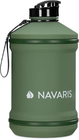Спортивна пляшка Navaris 2,2 л для води, BPA-free, міцна, з ручкою, зелена, для фітнесу та тренувань