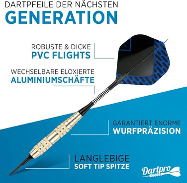 Електронний дартс DartPro [DAS ORIGINAL] - Професійна мішень з 6 дротиками, бездротова, 65 варіантів гри, Double IN/Double Out. Комплект з 12 дротиків