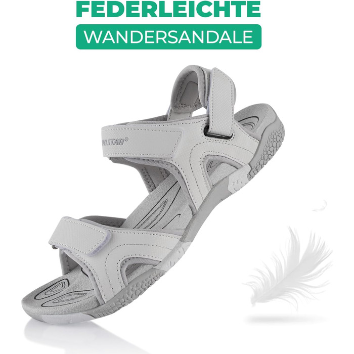 Трекінгові сандалі Fusskleidung® унісекс, біло-сірі, 45 EU, з міцною підошвою для походів та літа