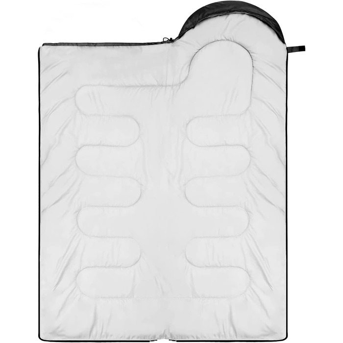 Сплячий мішок Outdoor Sportneer для дорослих та дітей - легкий, зручний для кемпінгу, походу, рюкзака. Розмір 220x75 см, чорно-сірий