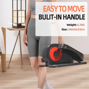 Еліптичний тренажер для сидіння, крос-тренажер, тренажер для ніг, регульована швидкість, з пультом дистанційного керування, сидячий педальний тренажер для людей похилого віку та дорослих, чорно-червоний