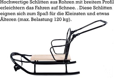 Металевий санний Oslo з підніжкою, ременями безпеки, ручкою для штовхання та мішком для ніг. Ідеальний для дітей та дорослих. Максимальне навантаження 120 кг. Колір: сірий