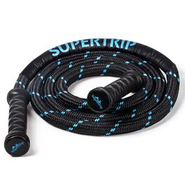 Скакалка з обтяженням для фітнесу Supertrip Upgrade з обертовими ручками 360°, важка скакалка для тренування м'язів усього тіла, 1.5 кг, чорно-синя, 3 м