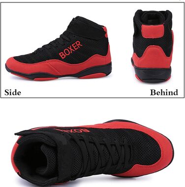 Дитячі боксерські кросівки для занять боксом, боротьбою та пауерліфтингом. Зручні, легкі, з гумовою підошвою, дихаючі. Для хлопчиків та дівчаток, чоловіків та жінок. Розмір 33 EU, червоні.