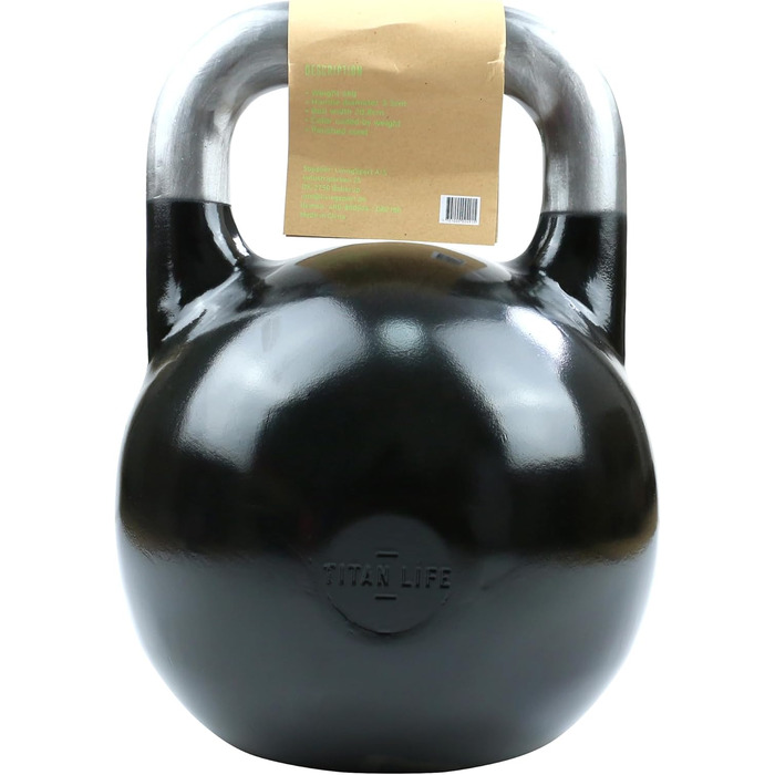 Професійна гиря TITAN LIFE PRO для змагань, сталева, 6 кг, чорна, велика основа
