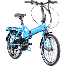 Електровелосипед ZÜNDAPP Z101, складаний, 20 дюймів, 6 швидкостей, для дорослих, з підсвіткою, міський, синій