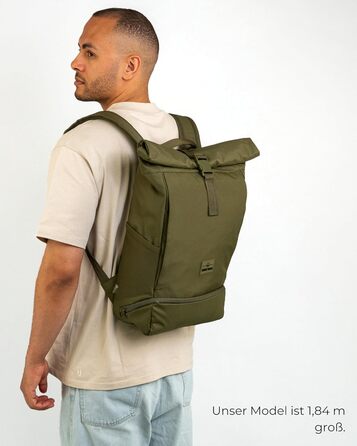 Рюкзак Johnny Urban Allen Medium зелений, роллтоп, водостійкий, 15 л, для ноутбука, унісекс, для університету, велосипеда, бізнесу, екологічний
