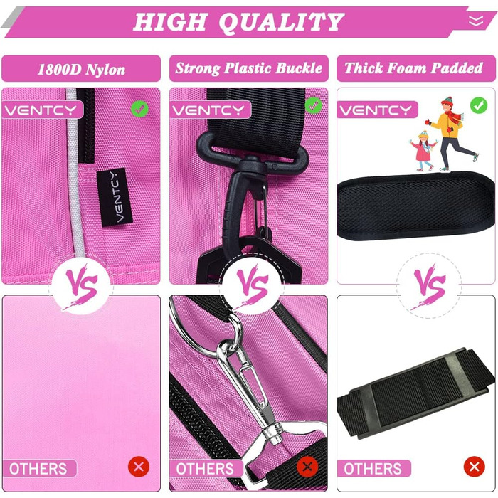 Сумка для роликів та ковзанів для дітей та дорослих (28-45 EU), рожева, L