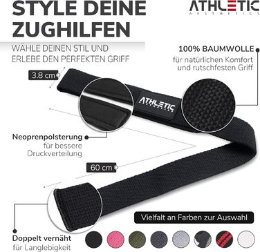 Ремені для підйому тягарів Athletic Aesthetics - Професійні ремені для силових тренувань, бодібілдингу та важкої атлетики (з підкладкою) - 60 см, для жінок та чоловіків (Чорний 2.0)