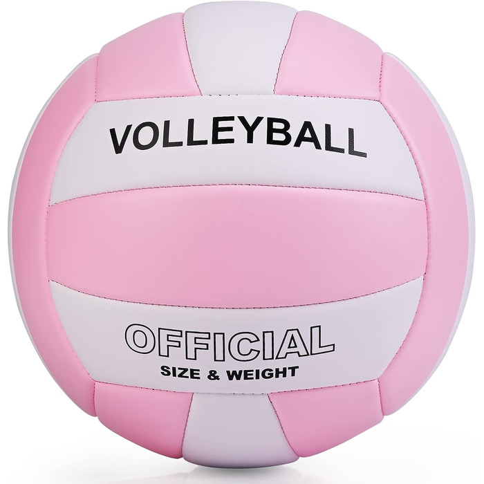 М'яч для волейболу EVZOM Super Soft, розмір 5, для пляжу/залу/басейну/тренувань - преміум якість, рожево-білий