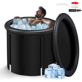 Преміум Ейсбад XL (80 см Ø) - Комплект для криотерапії з тони, крио ванна, криотонна з кришкою та тканиною - для відновлення та оздоровлення