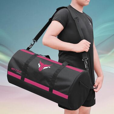 Mytra Fusion спортивна сумка для тренувань з регульованим плечовим ременем, для чоловіків і жінок, дорожня, для спорту, чорна/рожева
