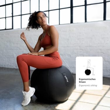 Стілець-м'яч STRYVE для офісу 65,70см - ергономічний фітнес-м'яч знімний чохол та захист від скочування, з повітряним насосом. Максимальне навантаження 150 кг. Використовується як офісний стілець або пуф.