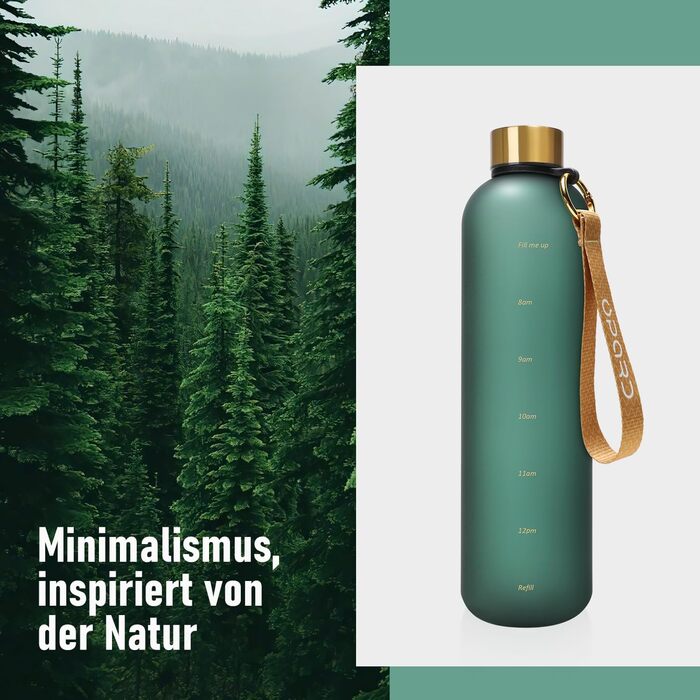 Спортивна пляшка для води Opard 1л/800мл, Tritan, без BPA, для фітнесу та занять спорту, зелений колір