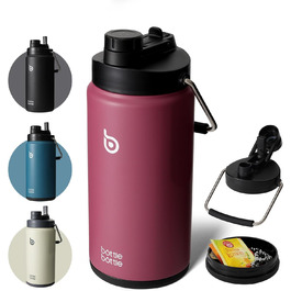 Термос пляшка BOTTLE BOTTLE 1.8 л з трубочкою, пігулковницею, ручкою та кришкою, червона, нержавіюча сталь для спорту та подорожей