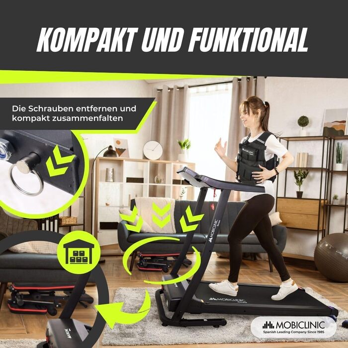 Mobiclinic Складана універсальна лавка для жиму зі штангою, з регульованим нахилом, опором-стрічками, колесами, до 120 кг, для домашнього фітнесу