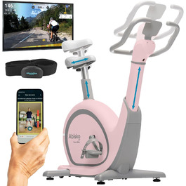 Skandika Ergometer Abisko Рожевий: Електричний велотренажер з EMS-опором, керуванням через додаток, автоматичним регулюванням сидіння та керма, 36 рівнів опору | Для дому