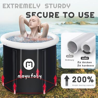 Екзотична ванна для криотерапії та відпочинку: ванна для занурення з кришкою, 345 літрів, чорна