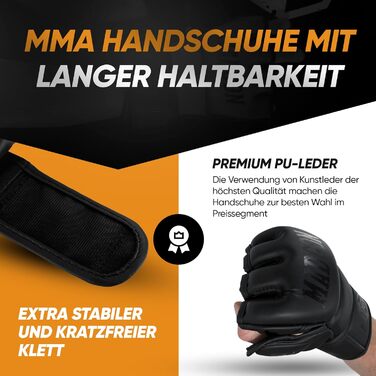 Преміальні MMA рукавички MADGON для єдиноборств, греплінгу, спарингу, крав-мага, муай-тай, боксу, тренувань на мішку, чорні, розмір M, для чоловіків і жінок