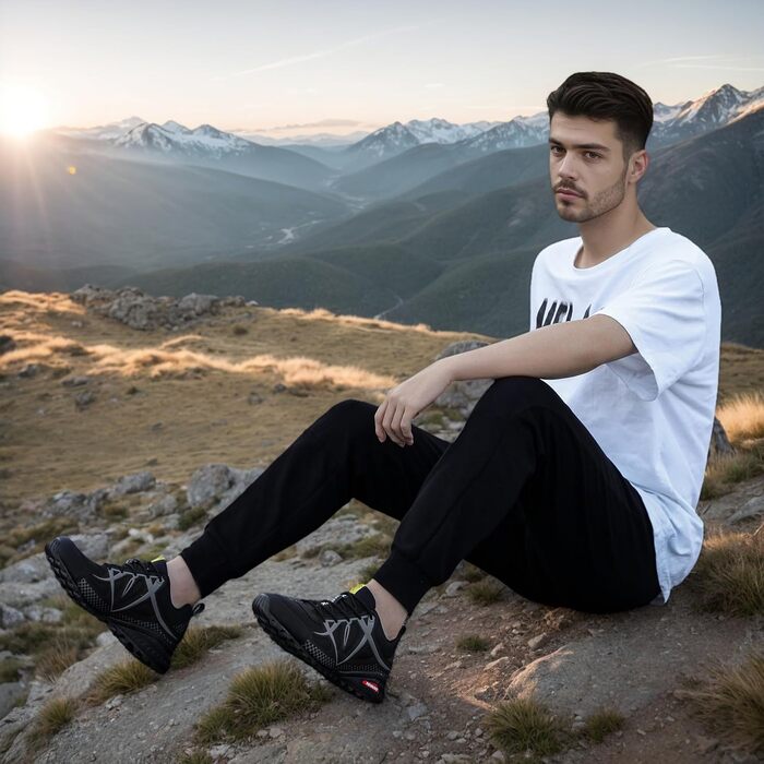 Чоловічі трекінгові кросівки для трейлраннінгу. Легкі, дихаючі, з антиковзкою підошвою. Розміри 39-48, чорний колір.