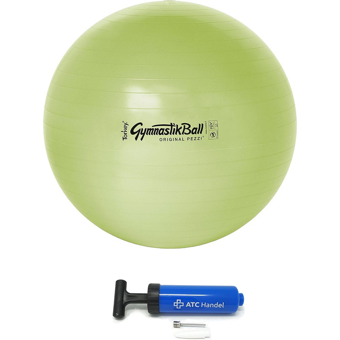 Гімнастичний м'яч Original Pezzi BioBased 42-75 см, лайм/пісочний, до 400 кг, з насосом, для фітнесу, реабілітації, терапії та офісу