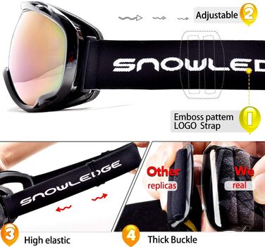 Гірськолижна маска Snowledge для чоловіків і жінок, подвійна лінза OTG, UV400, антифог, вітрозахист, для сноуборду, лиж, сумісна з шоломом, чорна/синьо-зелена (VLT 4.6%)