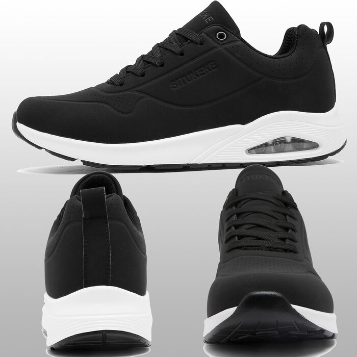 Кросівки для чоловіків Situkeke: бігові, для занять спортом, прогулянок та фітнесу (чорно-білі, 42 EU)