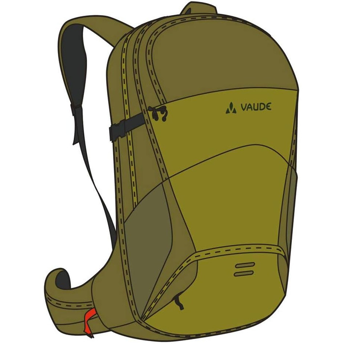 Туристичний рюкзак Vaude Wizard 30+4, водовідштовхувальний, для жінок і чоловіків, зручна спинка, органайзер, колір авокадо